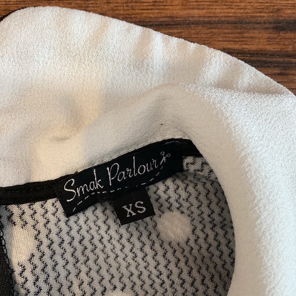 💜XS💜 Retro Dress Wednesday Addams Polka Dot Peter Pan Collar Flare Long Sleeve - Picture 7 of 8